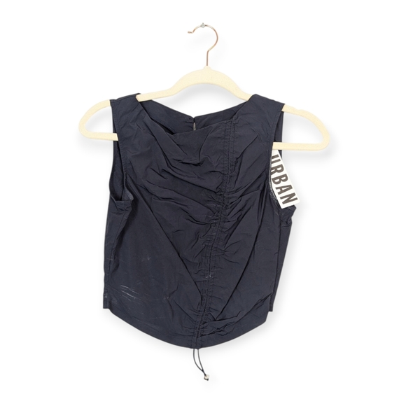 NWT Daisy Street Navy Blue Asymmetric Ruched Crop Top Size S - Picture 1 of 11